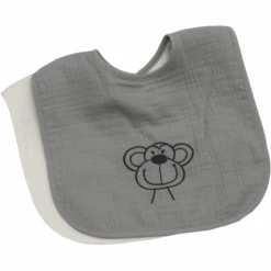 Be Be 's Collection Musselin Klettlätzchen 2er Pack Affe Grau