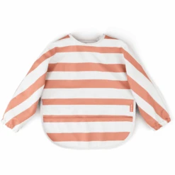 Done By Deer™ Ärmeltaschen-Lätzchen Stripes Papaya