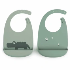 Done By Deer™ Silikon-Lätzchen 2-er Pack Croco Grün