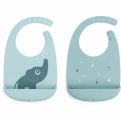 Done By Deer™ Silikon-Lätzchen 2-er Pack Elphee Blau