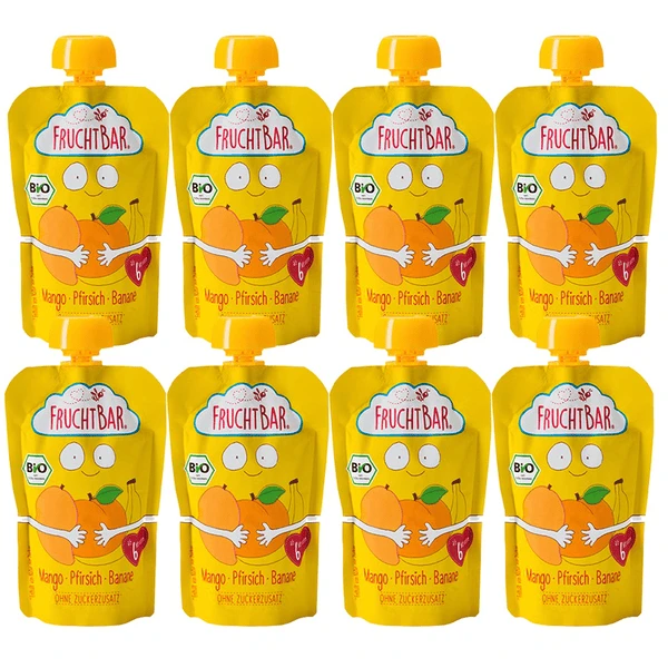 FRUCHTBAR® Bio-Püree Mango-Pfirsich-Banane 8 X 100g Ab Dem 6.Monat 1 FRUCHTBAR® Bio-Püree Mango-Pfirsich-Banane 8 X 100g Ab Dem 6.Monat