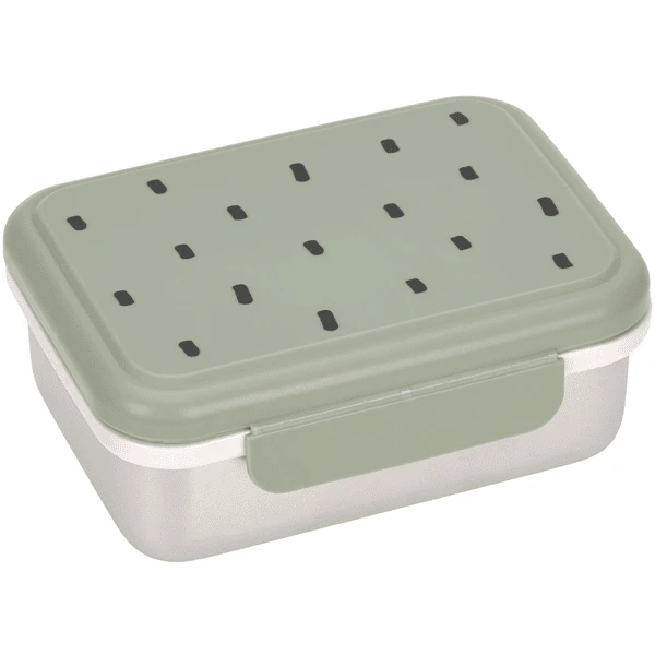 LÄSSIG Brotdose Aus Edelstahl, Happy Prints Light Olive 1 LÄSSIG Brotdose Aus Edelstahl, Happy Prints Light Olive