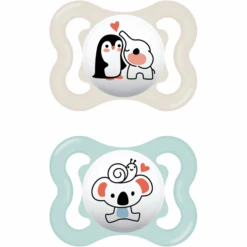 MAM Schnuller Supreme Silikon, 0-6 Monate, 2 Stk., Elefant/Koala