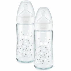 NUK Glasflasche First Choice⁺ Ab Der Geburt 240 Ml, Temperature Control Im Doppelpack Weiß