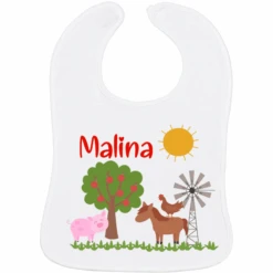 Schnullireich Baby Lätzchen Mit Namen Bauernhof Weiß