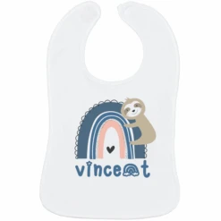 Schnullireich Baby Lätzchen Mit Namen Blauer Regenbogen Weiß