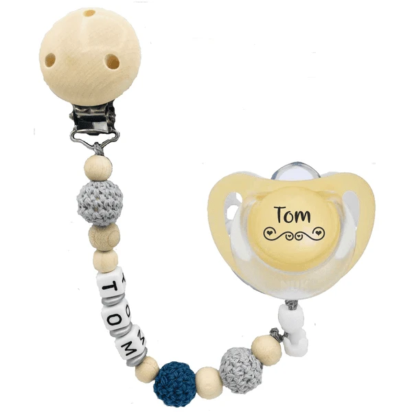 Schnullireich Schnullerkette Mit Namen Häkelperle+NUK Schnuller 0-6 Mon. Blau 1 Schnullireich Schnullerkette Mit Namen Häkelperle+NUK Schnuller 0-6 Mon. Blau