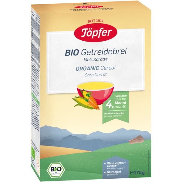 Töpfer Bio Getreidebrei Mais Und Karotte 175 G Nach Dem 4. Monat 1 Töpfer Bio Getreidebrei Mais Und Karotte 175 G Nach Dem 4. Monat